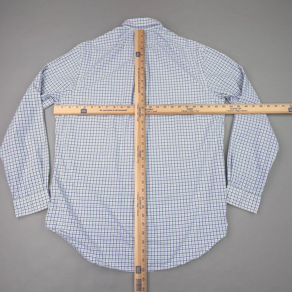 Ralph Lauren Shirt Mens Large Blue Green Check Long Sleeve Button Down Cotton